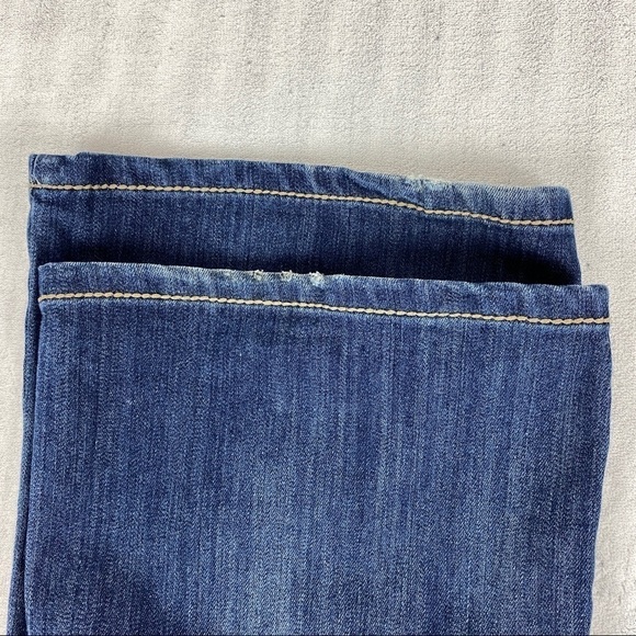INC International Concepts Curvy Fit Boot Cut Jeans Sz 12 Striated Blue Mid Rise - Picture 7 of 11